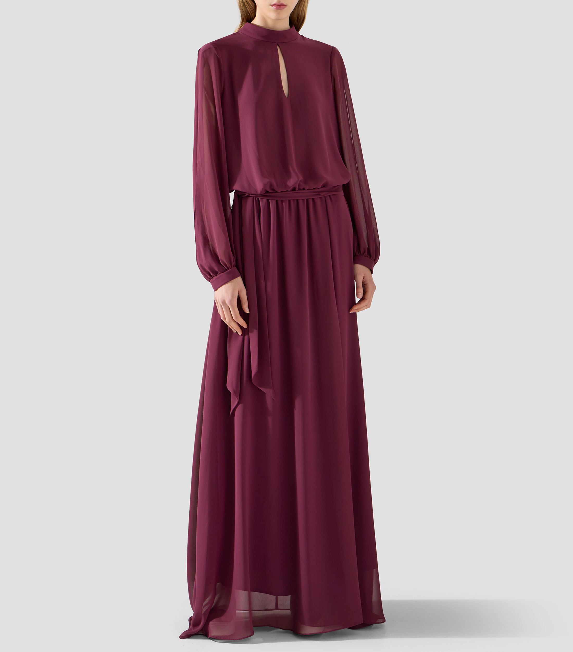 Vestido de fiesta largo manga larga liso Mujer